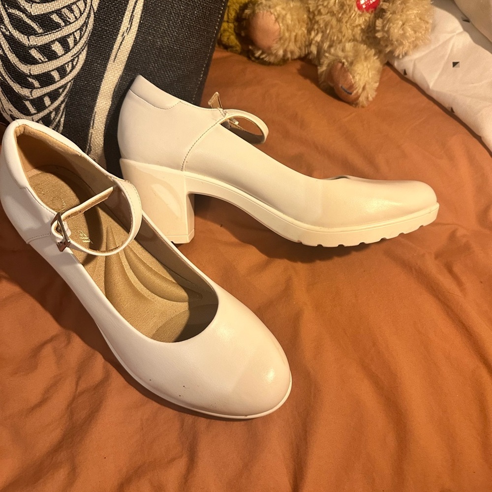 Elegant White Mary Jane Heels